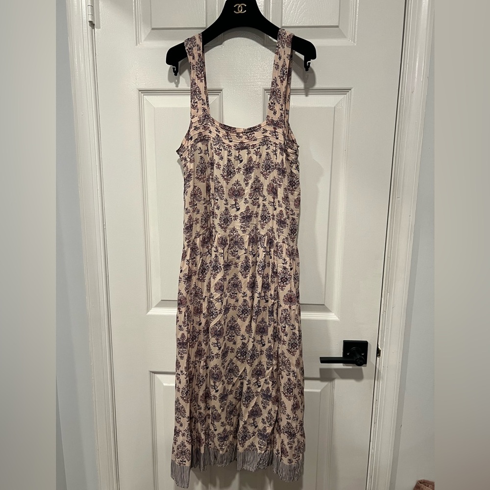 NWOT NATALIE MARTIN Jasmine Dress Pink size M Ruffled Hem Pleated Tiered dress